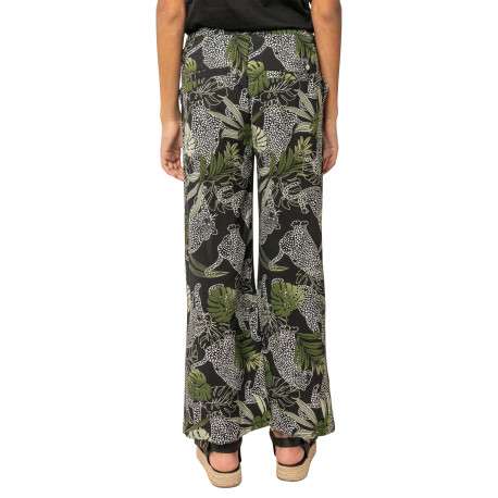 Pantalon chino noir tropical pourvu d'un cordon de serrage et d'une coupe droite - Image 2