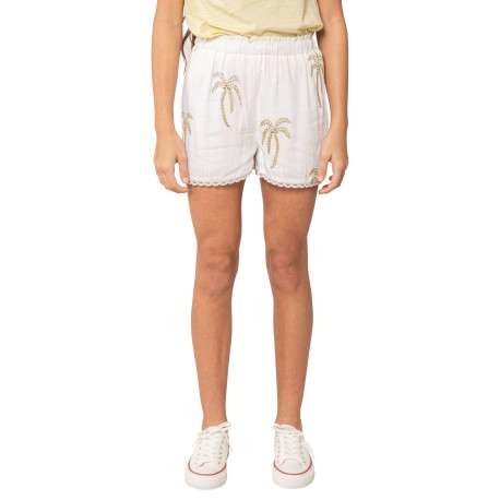 Short chino blanc uni pourvu d'une coupe droite et de motifs brodés