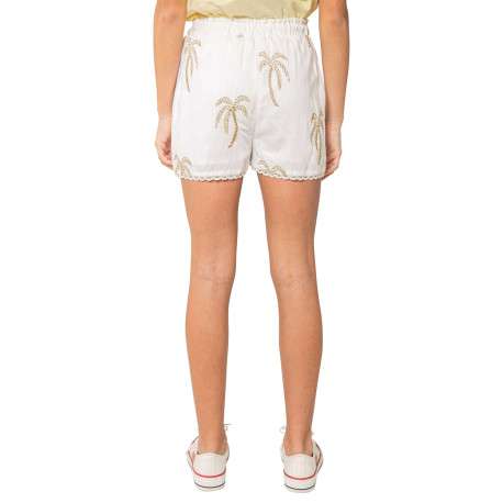 Short chino blanc uni pourvu d'une coupe droite et de motifs brodés - Image 2