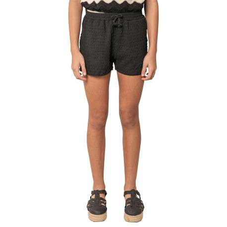 Short chino noir uni pourvu d'une coupe droite et d'une taille élastiquée