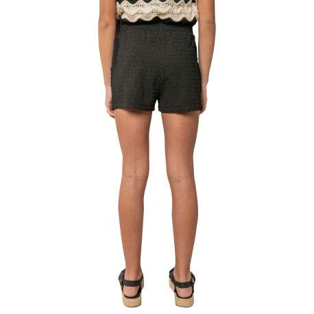Short chino noir uni pourvu d'une coupe droite et d'une taille élastiquée - Image 2