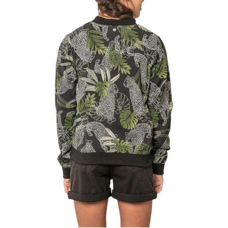 Bomber noir tropical pourvu d'une coupe droite et de motifs imprimés - Image 2