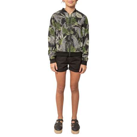 Bomber noir tropical pourvu d'une coupe droite et de motifs imprimés - Image 3