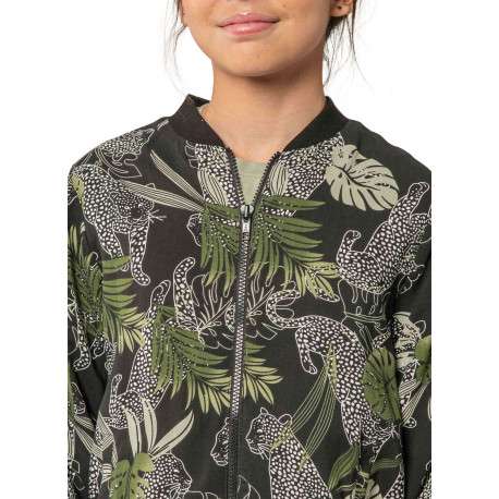 Bomber noir tropical pourvu d'une coupe droite et de motifs imprimés - Image 4