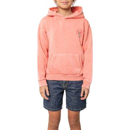 Sweat en coton mélangé rose uni pourvu d'une coupe droite et d'une capuche - Image 3