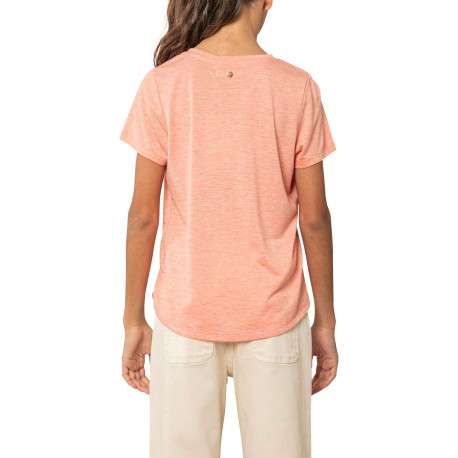 T-shirt rose uni pourvu d'une coupe droite et de manches courtes - Image 2