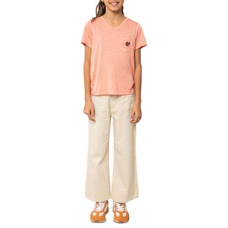 T-shirt rose uni pourvu d'une coupe droite et de manches courtes - Image 3