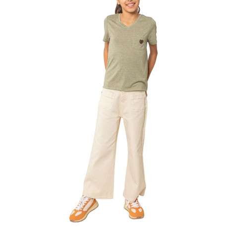 T-shirt kaki uni pourvu d'une coupe droite et de manches courtes - Image 3