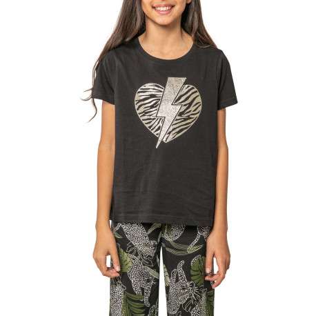 T-shirt en coton noir uni pourvu d'un col rond et de manches courtes