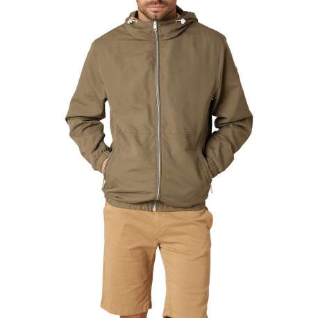 Veste imperméable kaki unie pourvue d'une coupe droite et d'une capuche