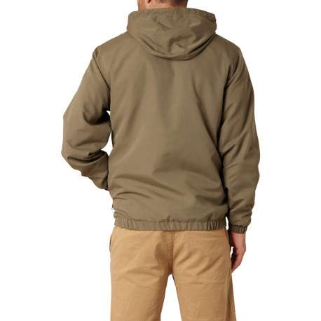 Veste imperméable kaki unie pourvue d'une coupe droite et d'une capuche - Image 2
