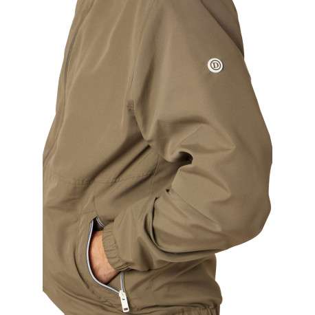 Veste imperméable kaki unie pourvue d'une coupe droite et d'une capuche - Image 4