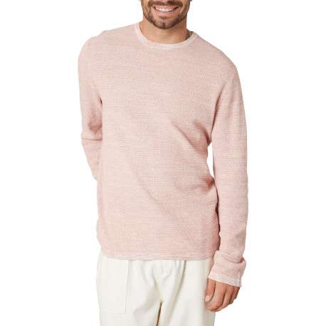Pull en coton corail uni pourvu d'une coupe droite et d'un col rond