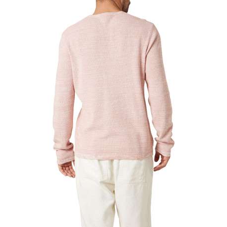 Pull en coton corail uni pourvu d'une coupe droite et d'un col rond - Image 2