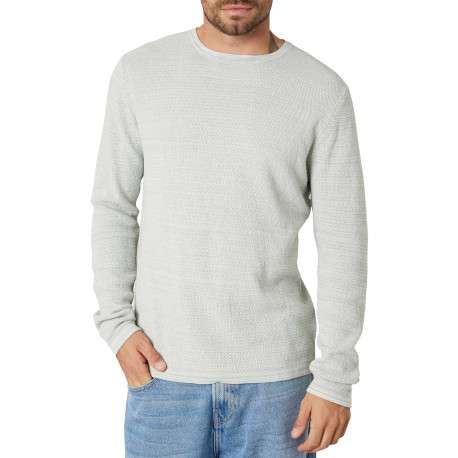 Pull en coton tilleul uni pourvu d'une coupe droite et d'un col rond