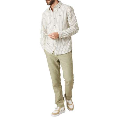 Chemise en coton blanche à rayures pourvue d'un col français - Image 3