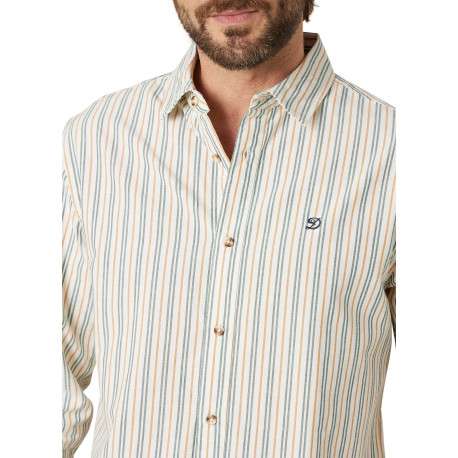 Chemise en coton blanche à rayures pourvue d'un col français - Image 4