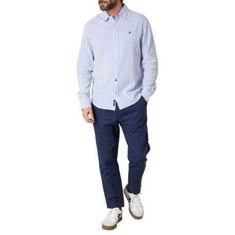 Chemise en coton bleu clair à rayures pourvue d'un col français - Image 3