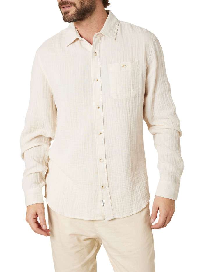 Chemise en coton écrue unie...