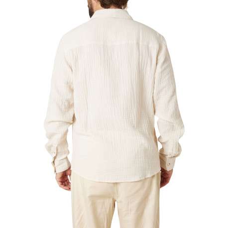 Chemise en coton écrue unie pourvue d'une coupe droite et d'un col français - Image 2