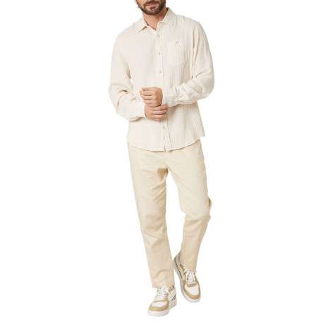 Chemise en coton écrue unie pourvue d'une coupe droite et d'un col français - Image 3