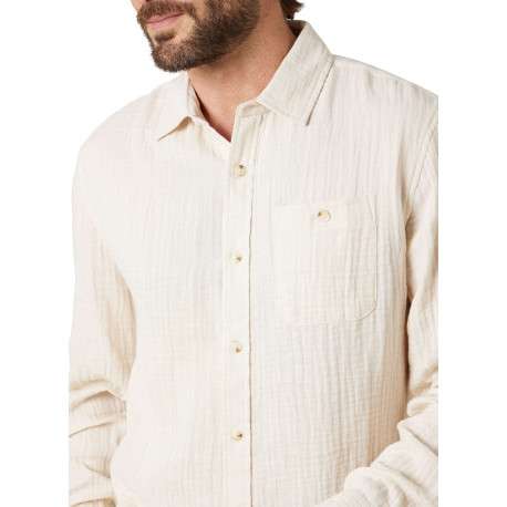 Chemise en coton écrue unie pourvue d'une coupe droite et d'un col français - Image 4