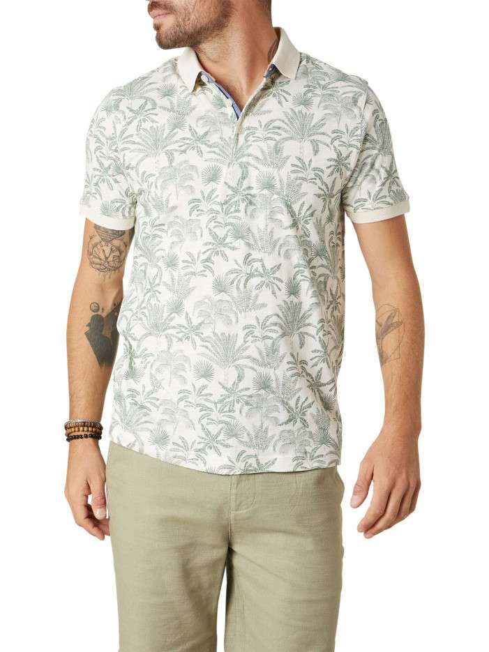 Polo en coton écru tropical...