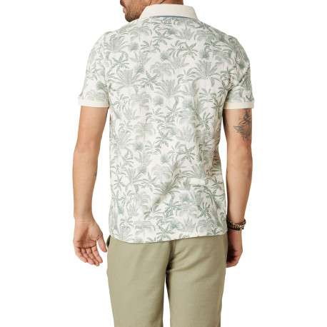 Polo en coton écru tropical pourvu d'une coupe droite et d'un col boutonné - Image 2