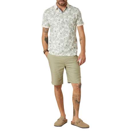 Polo en coton écru tropical pourvu d'une coupe droite et d'un col boutonné - Image 3