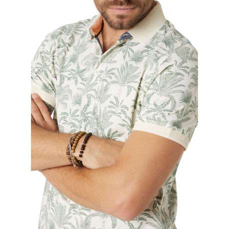 Polo en coton écru tropical pourvu d'une coupe droite et d'un col boutonné - Image 4