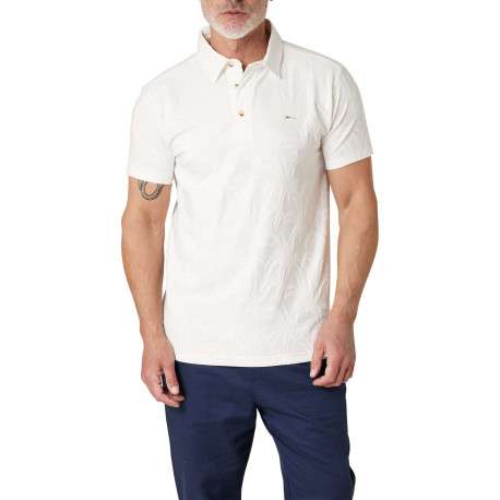 Polo en coton blanc uni pourvu d'une coupe droite et d'un col boutonné