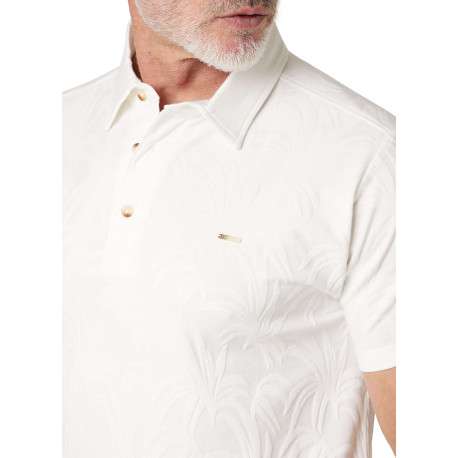 Polo en coton blanc uni pourvu d'une coupe droite et d'un col boutonné - Image 4
