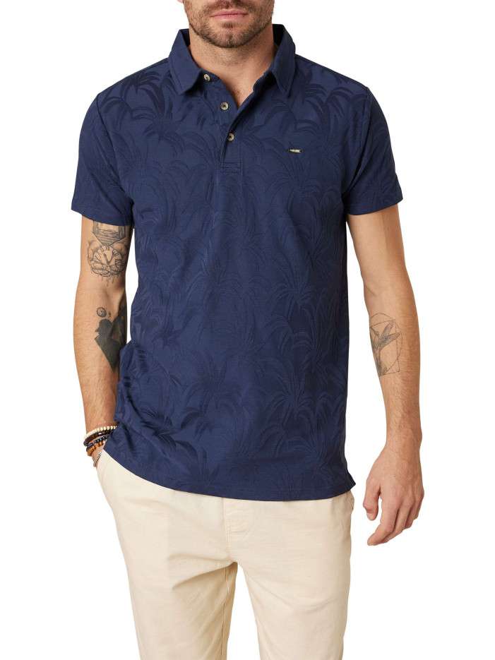 Polo en coton marine uni...