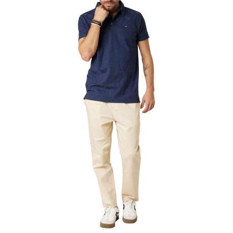 Polo en coton marine uni pourvu d'une coupe droite et d'un col boutonné - Image 3