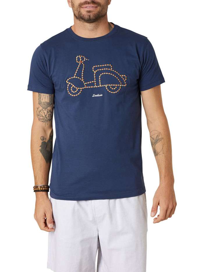 T-shirt en coton marine uni...