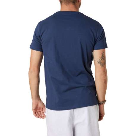 T-shirt en coton marine uni pourvu d'une coupe droite et d'un col rond - Image 2