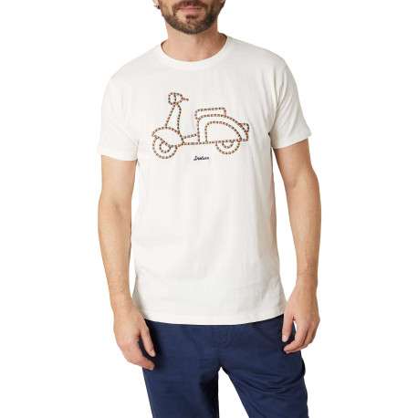 T-shirt en coton blanc uni pourvu d'une coupe droite et d'un col rond