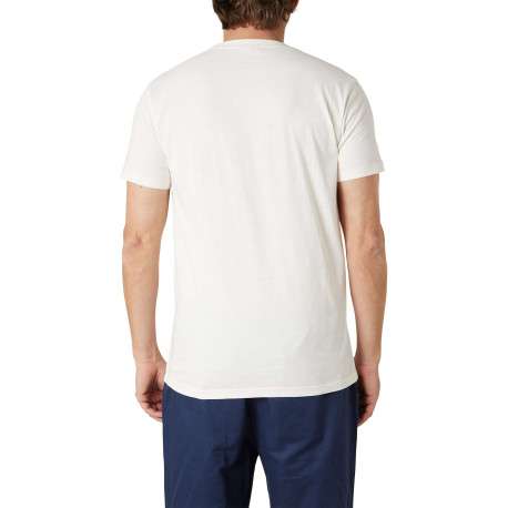 T-shirt en coton blanc uni pourvu d'une coupe droite et d'un col rond - Image 2