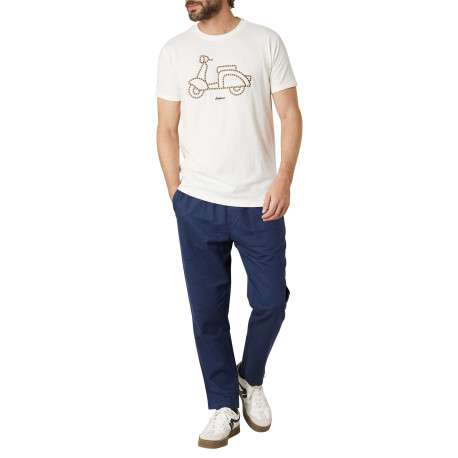 T-shirt en coton blanc uni pourvu d'une coupe droite et d'un col rond - Image 3