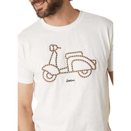 T-shirt en coton blanc uni pourvu d'une coupe droite et d'un col rond - Image 4