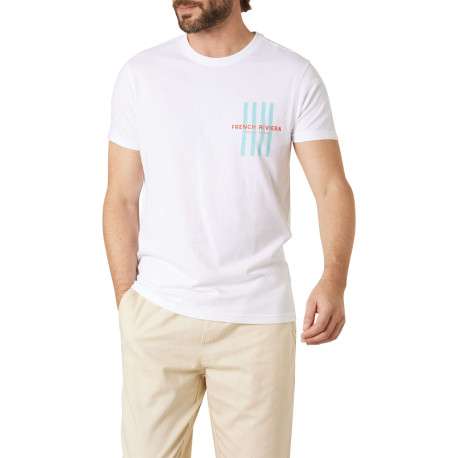 T-shirt en coton blanc uni pourvu d'un col rond et d'une coupe droite