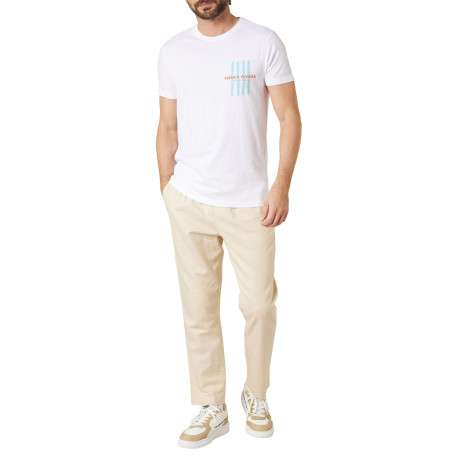 T-shirt en coton blanc uni pourvu d'un col rond et d'une coupe droite - Image 3