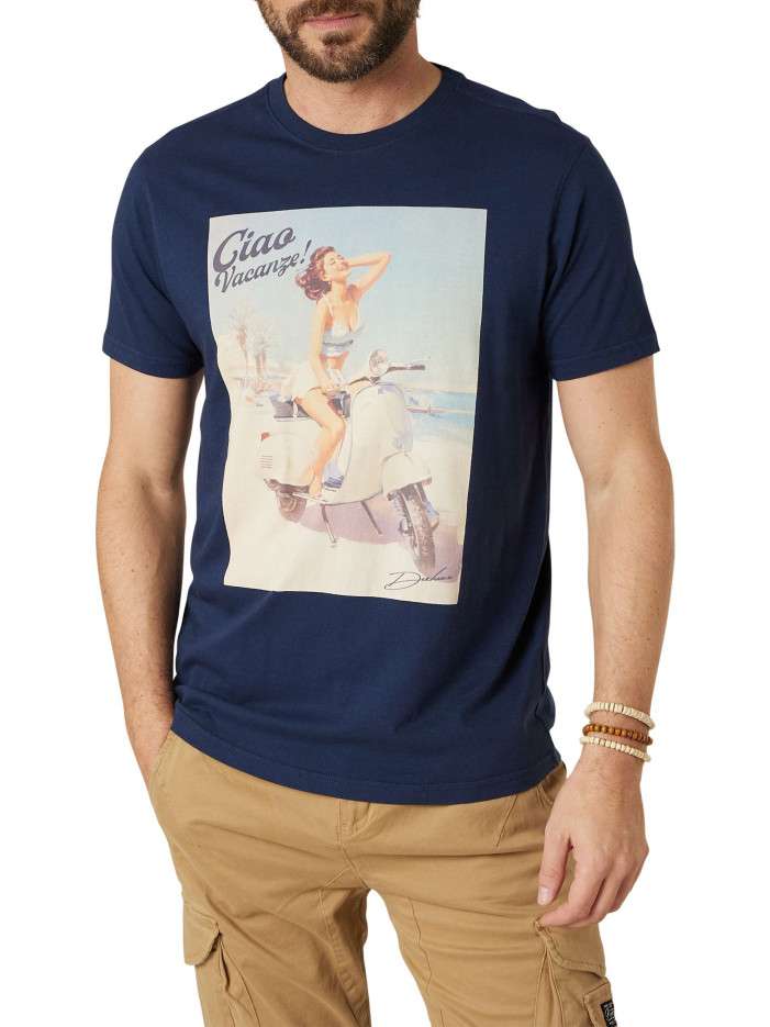 T-shirt en coton marine uni...