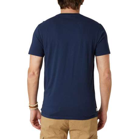 T-shirt en coton marine uni pourvu d'un col rond et d'une coupe droite - Image 2