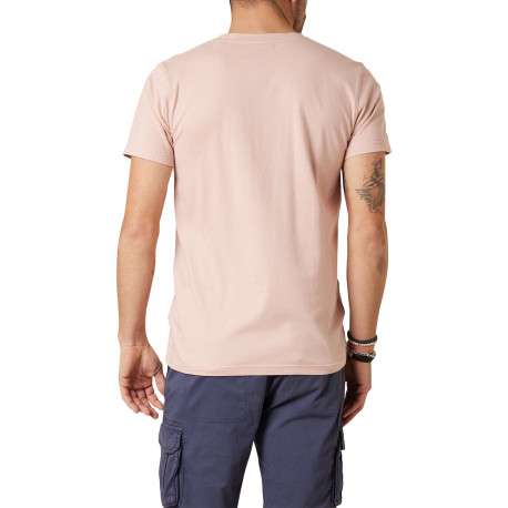 T-shirt en coton rose uni pourvu d'une coupe droite et d'un col rond - Image 2