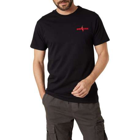 T-shirt en coton noir uni pourvu d'une coupe droite et d'un col rond