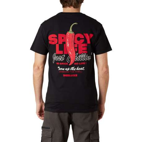 T-shirt en coton noir uni pourvu d'une coupe droite et d'un col rond - Image 2