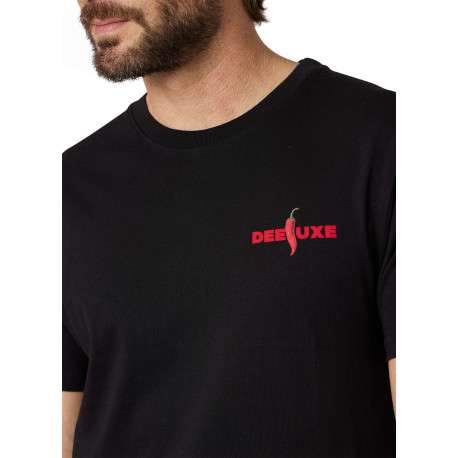 T-shirt en coton noir uni pourvu d'une coupe droite et d'un col rond - Image 4