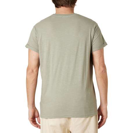 T-shirt en coton kaki uni pourvu d'une coupe droite et d'un col rond - Image 2