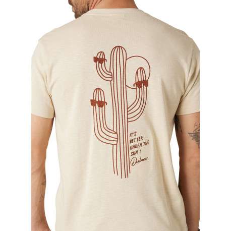 T-shirt en coton écru uni pourvu d'une coupe droite et d'un col rond - Image 4